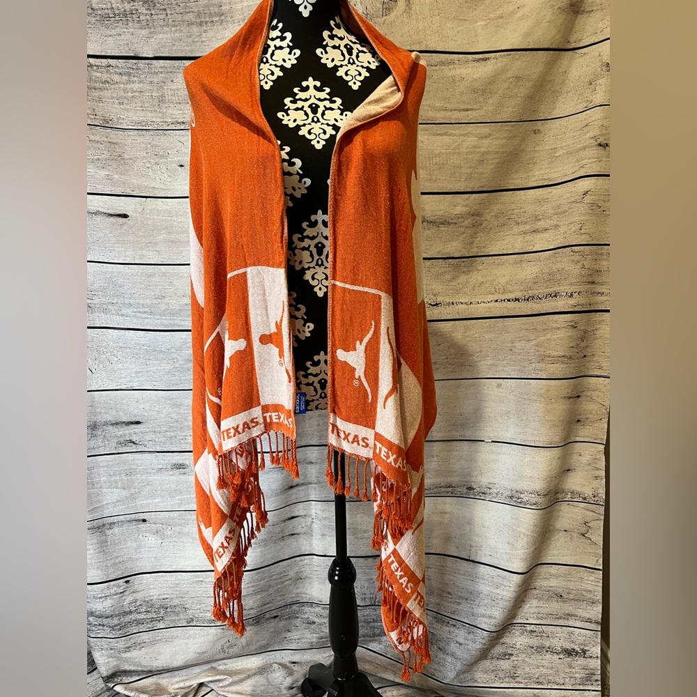 Sandol UT University of Texas Longhorns Orange Large Shawl Wrap Scarf Tassels - Picture 7 of 10